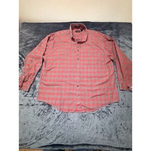 Van Heusen Men's Dress Shirt XL Red Plaid Long Sleeve